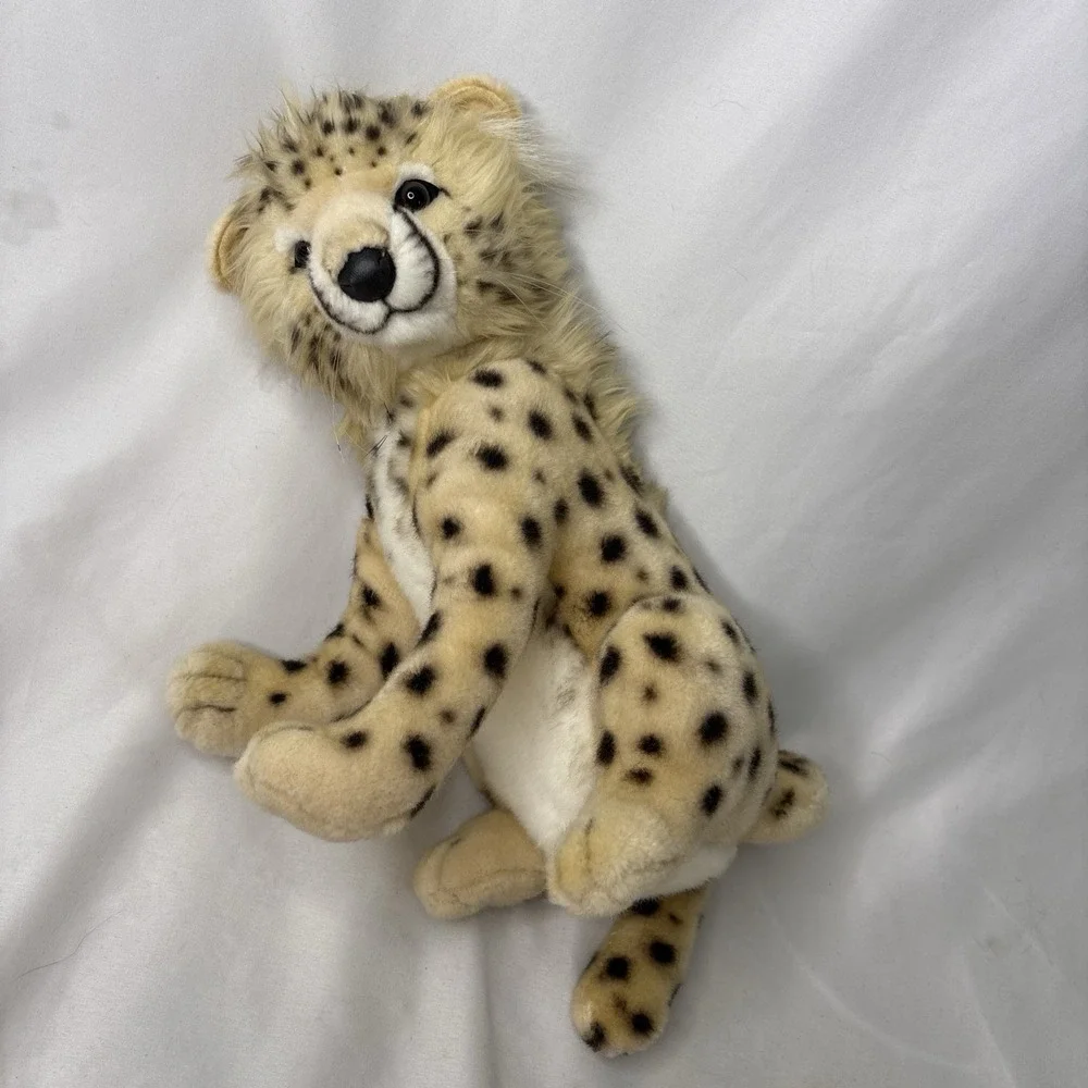 Hansa Sitting Cheetah Cub Plush Stuffed Animal Toy Beige/Black 13